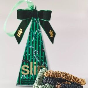 Limited Holiday Edition Slip Sweetie Pie Ornament— 4 Pure Silk Skinny Scrunchies